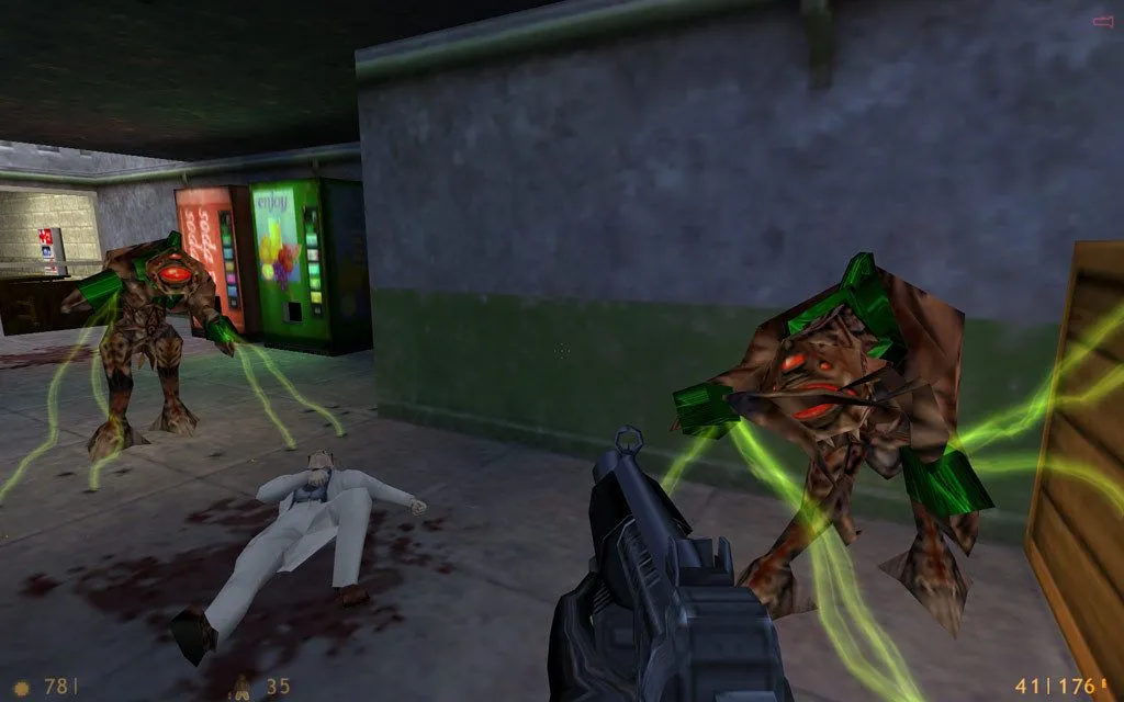 Một cảnh trong game Half-Life, tựa game FPS kinh điển định hình thể loại.