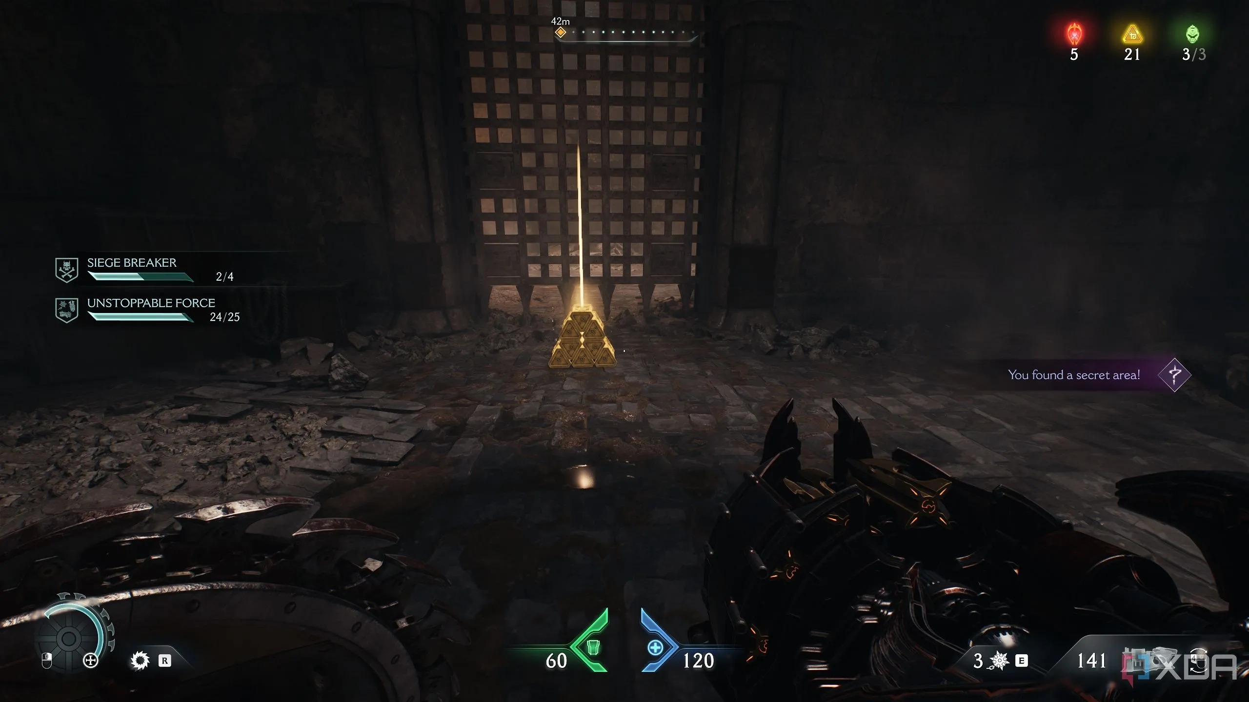 Một chồng vàng (gold stack) trong khu vực bí mật của Doom The Dark Ages