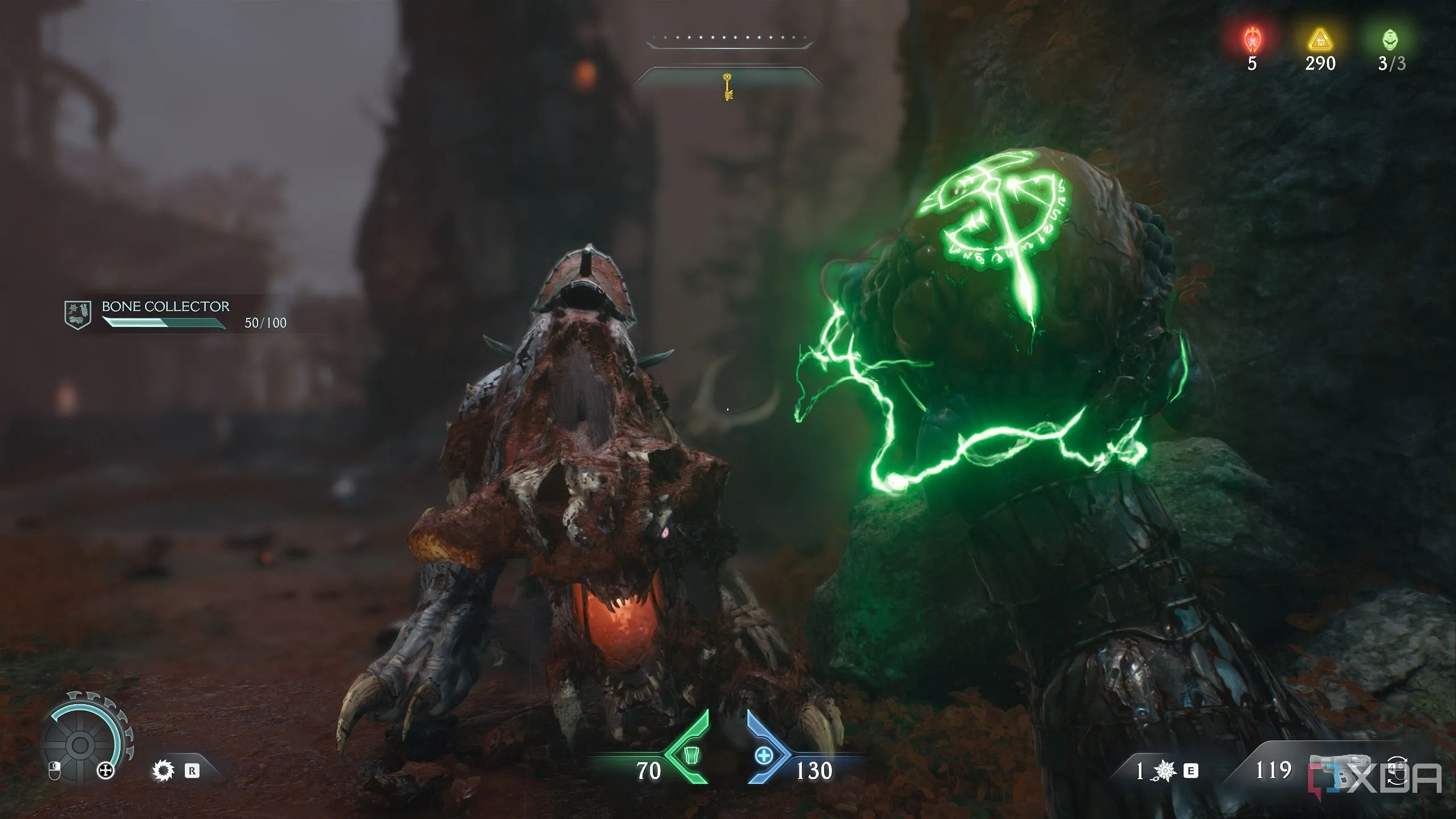 Một Demonic Essence màu đỏ tươi, tăng cường máu tối đa cho người chơi.