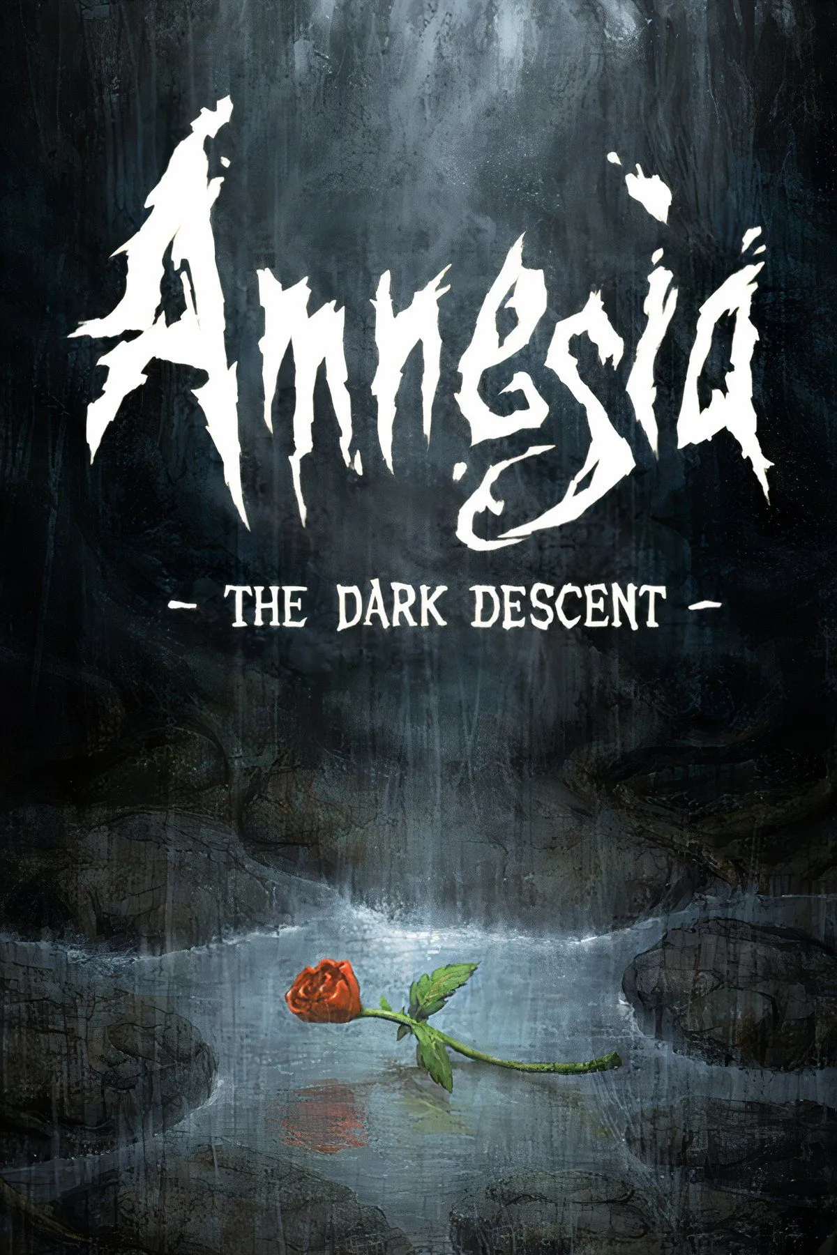Một hành lang tối tăm và đáng sợ trong game kinh dị Amnesia: The Dark Descent, với nhân vật chính đang di chuyển và các chi tiết môi trường u ám