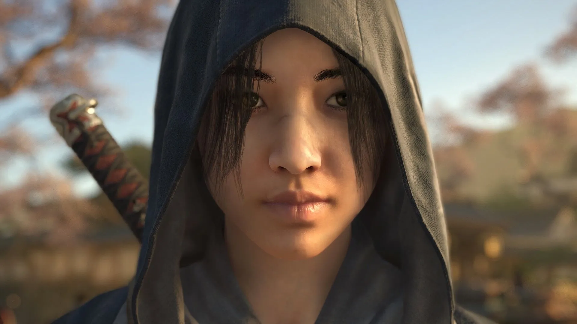 Naoe thực hiện pha parkour trên mái nhà, thể hiện cơ chế di chuyển linh hoạt trong Assassin's Creed Shadows.