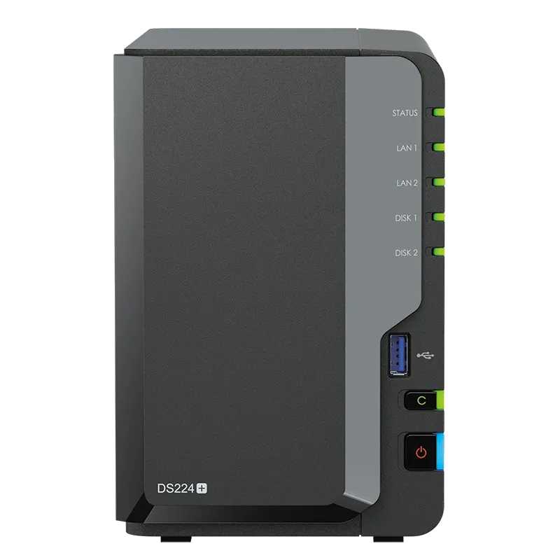 NAS Synology DiskStation DS224+ với thiết kế hiện đại, là lựa chọn lý tưởng cho người dùng NAS lần đầu.
