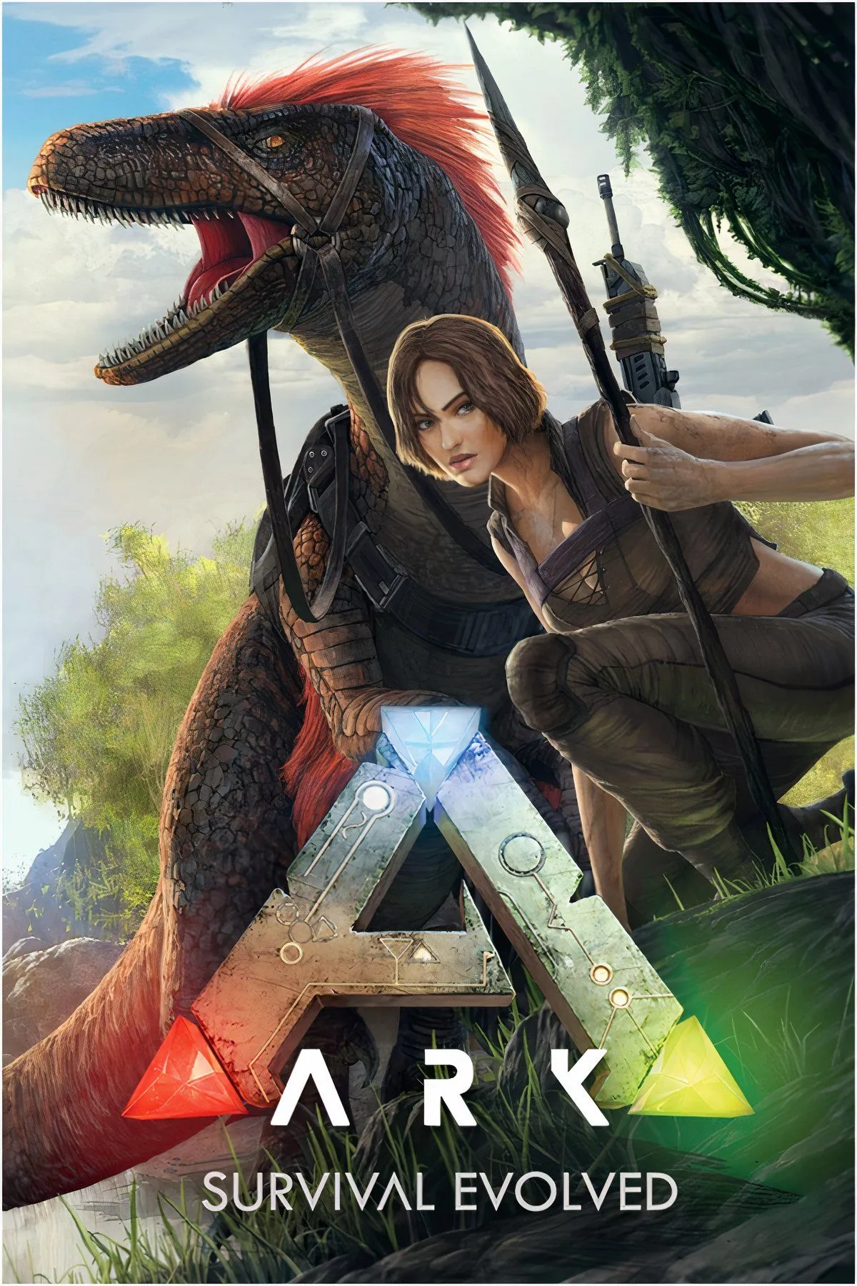 Người chơi tương tác với các loài khủng long và sinh vật trong thế giới mở của ARK: Survival Evolved.