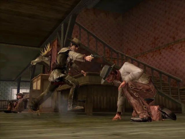 Nhân vật chính Colton chiến đấu trong một cảnh hành động khốc liệt của game Gun