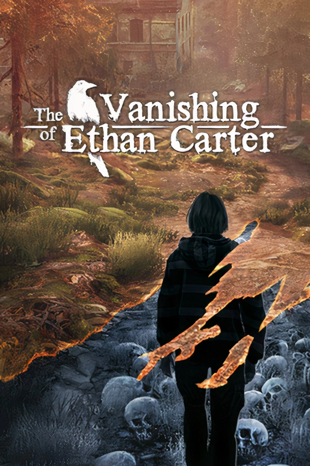 Nhân vật đang đứng giữa một khu rừng âm u, với bầu không khí đáng sợ trong game The Vanishing of Ethan Carter