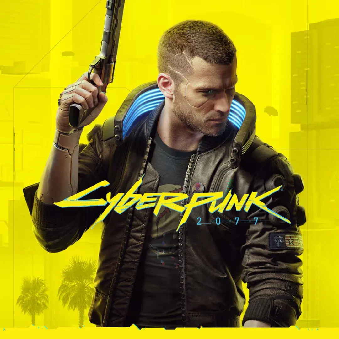 Nhân vật V với trang phục tương lai và khẩu súng lục trong Cyberpunk 2077, khám phá thành phố Night City.