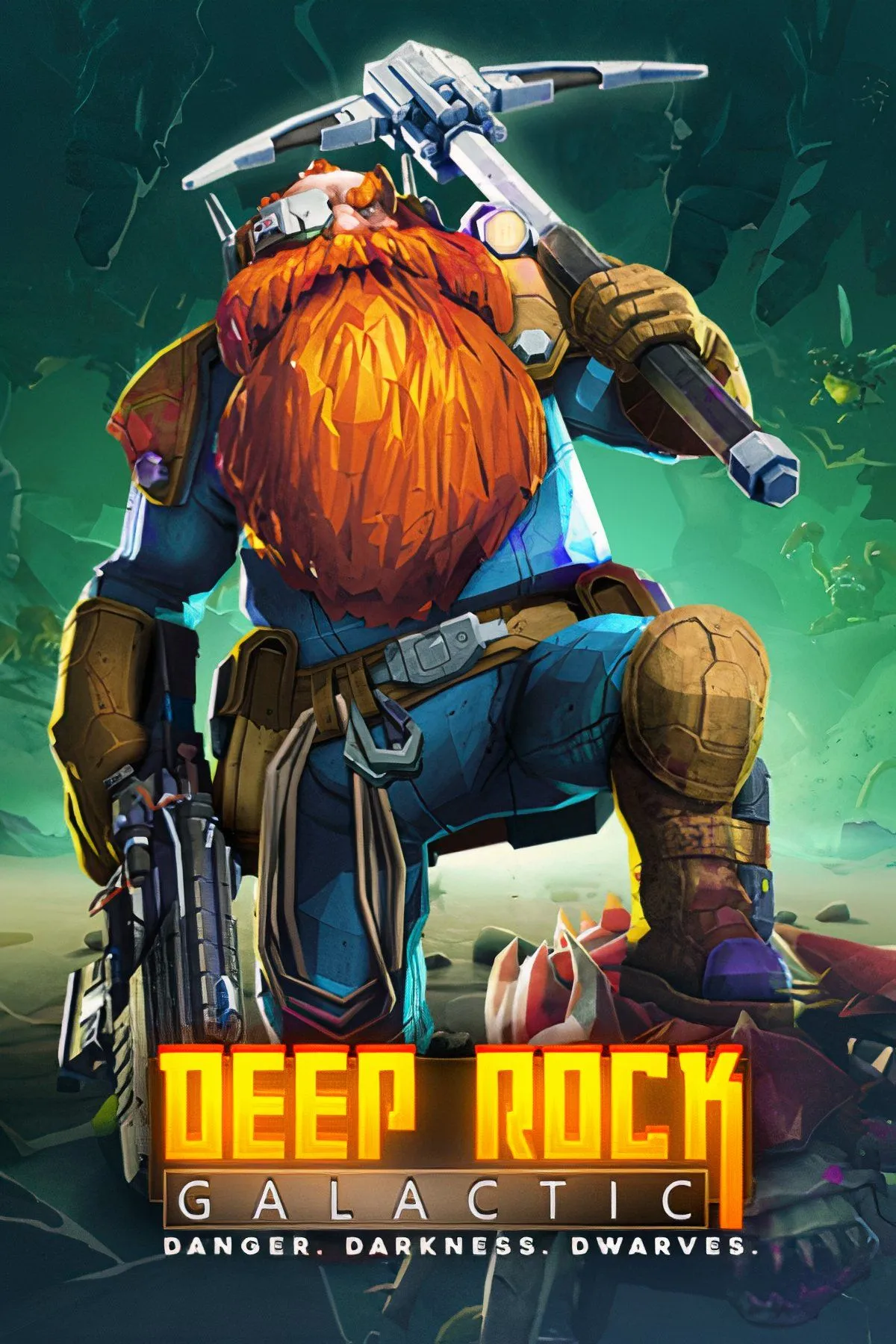 Nhóm thợ mỏ không gian chiến đấu chống lại quái vật ngoài hành tinh trong game co-op Deep Rock Galactic.