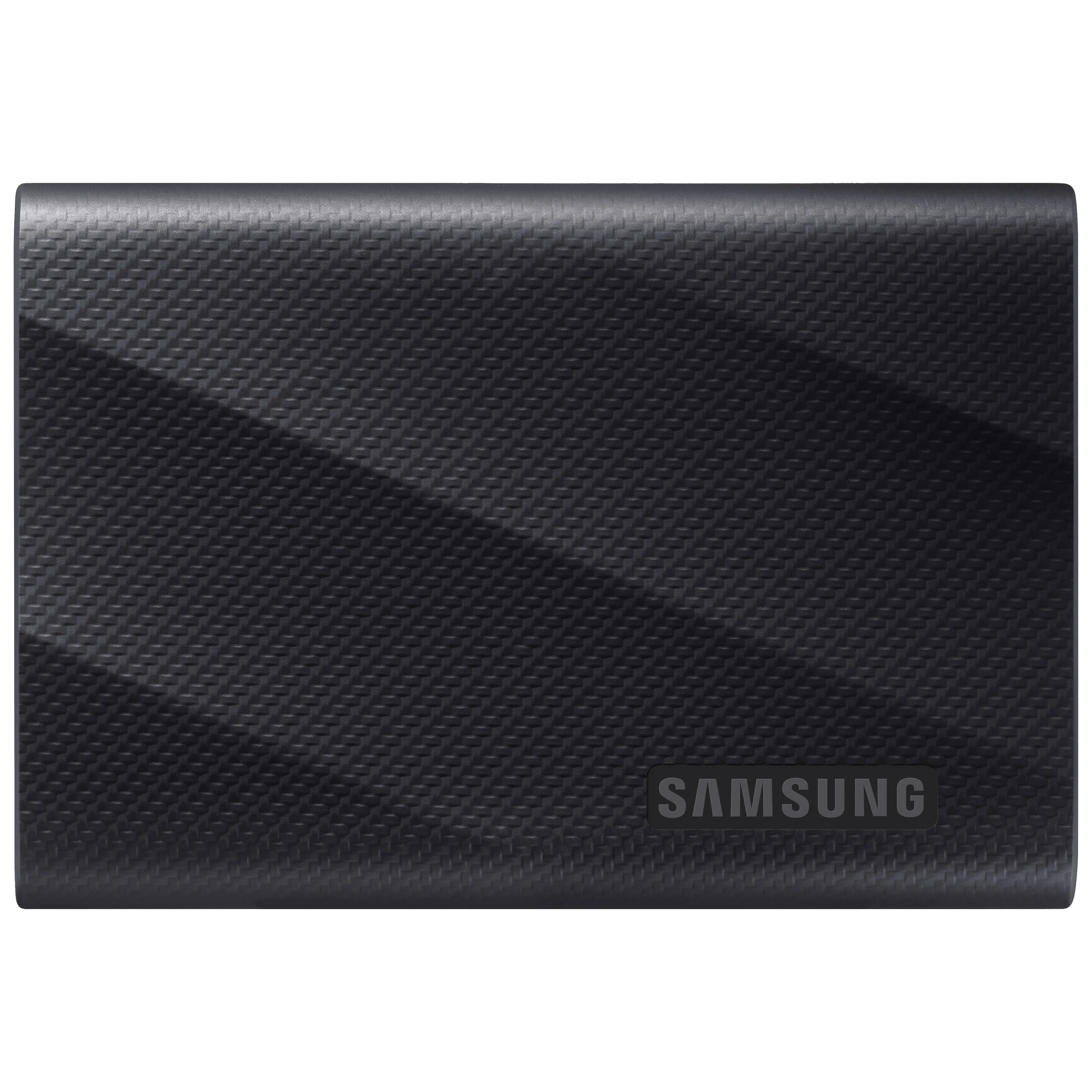 Ổ cứng SSD di động Samsung T9 màu đen, với cổng kết nối USB-C, thể hiện thiết kế hiện đại và nhỏ gọn.
