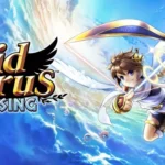 PIt, nhân vật chính của Kid Icarus Uprising, trên nền bầu trời xanh, minh họa cho game hành động kinh điển Nintendo 3DS.