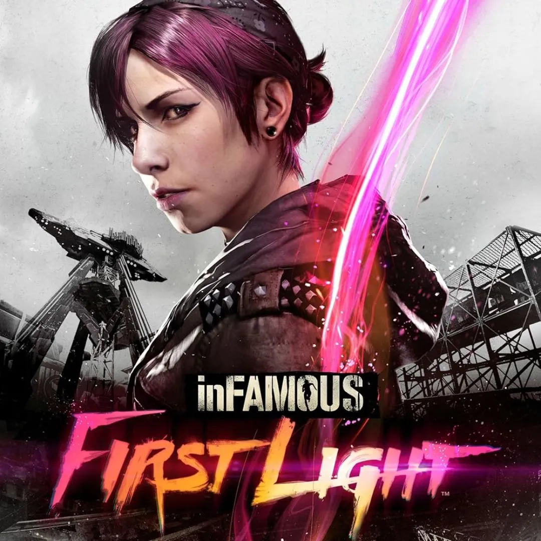 Poster quảng cáo game Infamous: First Light với nhân vật chính Fetch, một bản mở rộng độc lập từ Infamous: Second Son.