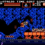 Simon Belmont chiến đấu với quái vật trong màn chơi Castlevania trên máy NES