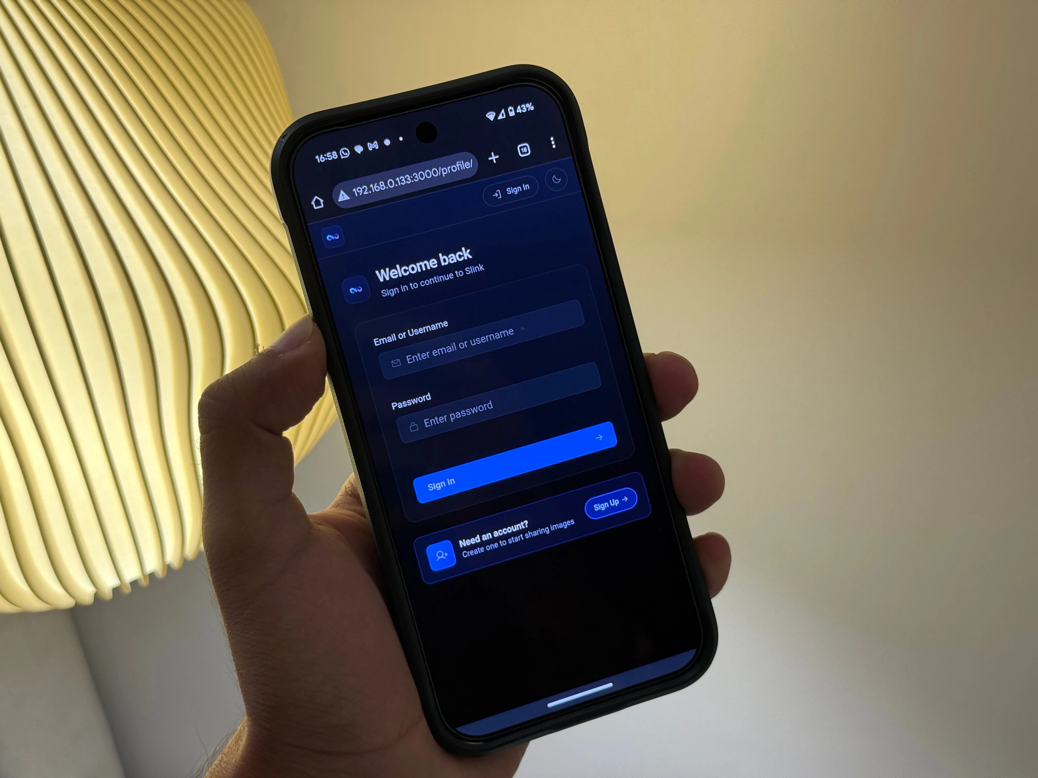 Slinky login page