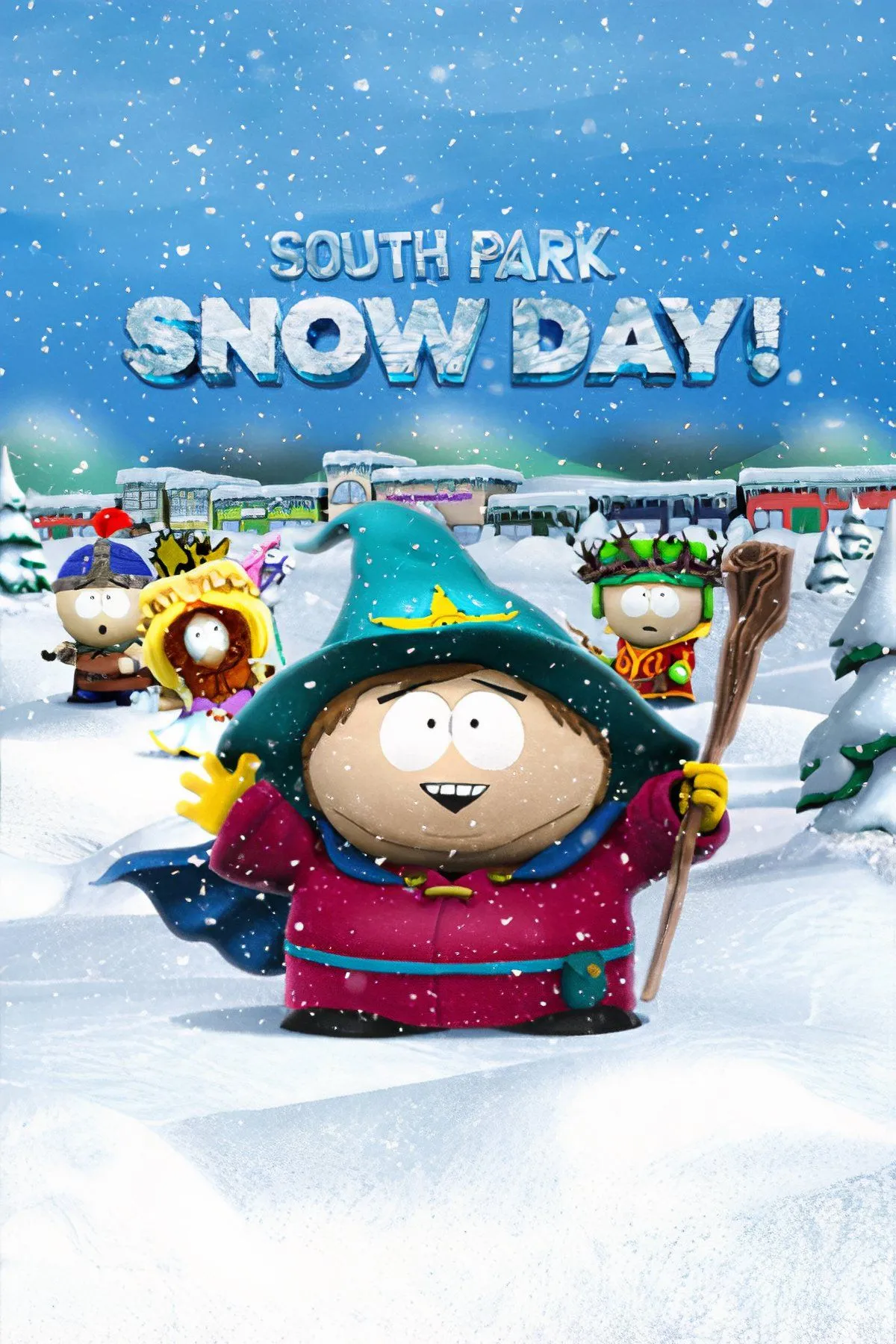 Tập hợp hình ảnh từ South Park: Snow Day! minh họa gameplay và các nhân vật quen thuộc