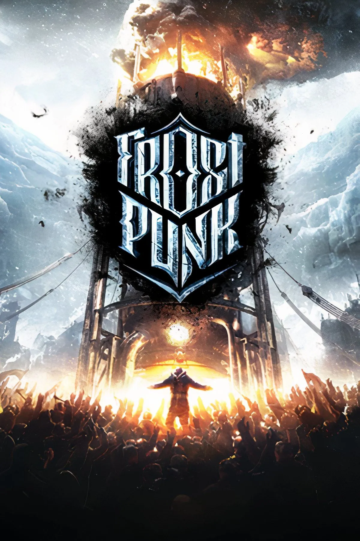 Thành phố kiên cường trong Frostpunk giữa bão tuyết khắc nghiệt, đại diện cho thử thách Ultramarathon Hard.