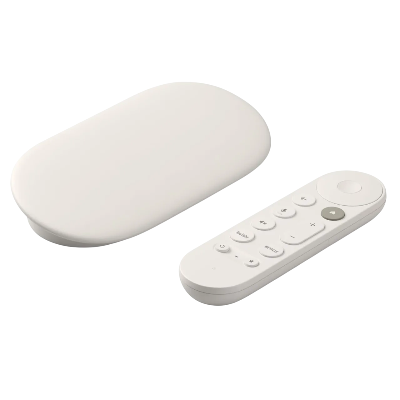 Thiết bị truyền phát Google TV Streamer 4K thế hệ mới cùng remote điều khiển, hỗ trợ giải trí 4K
