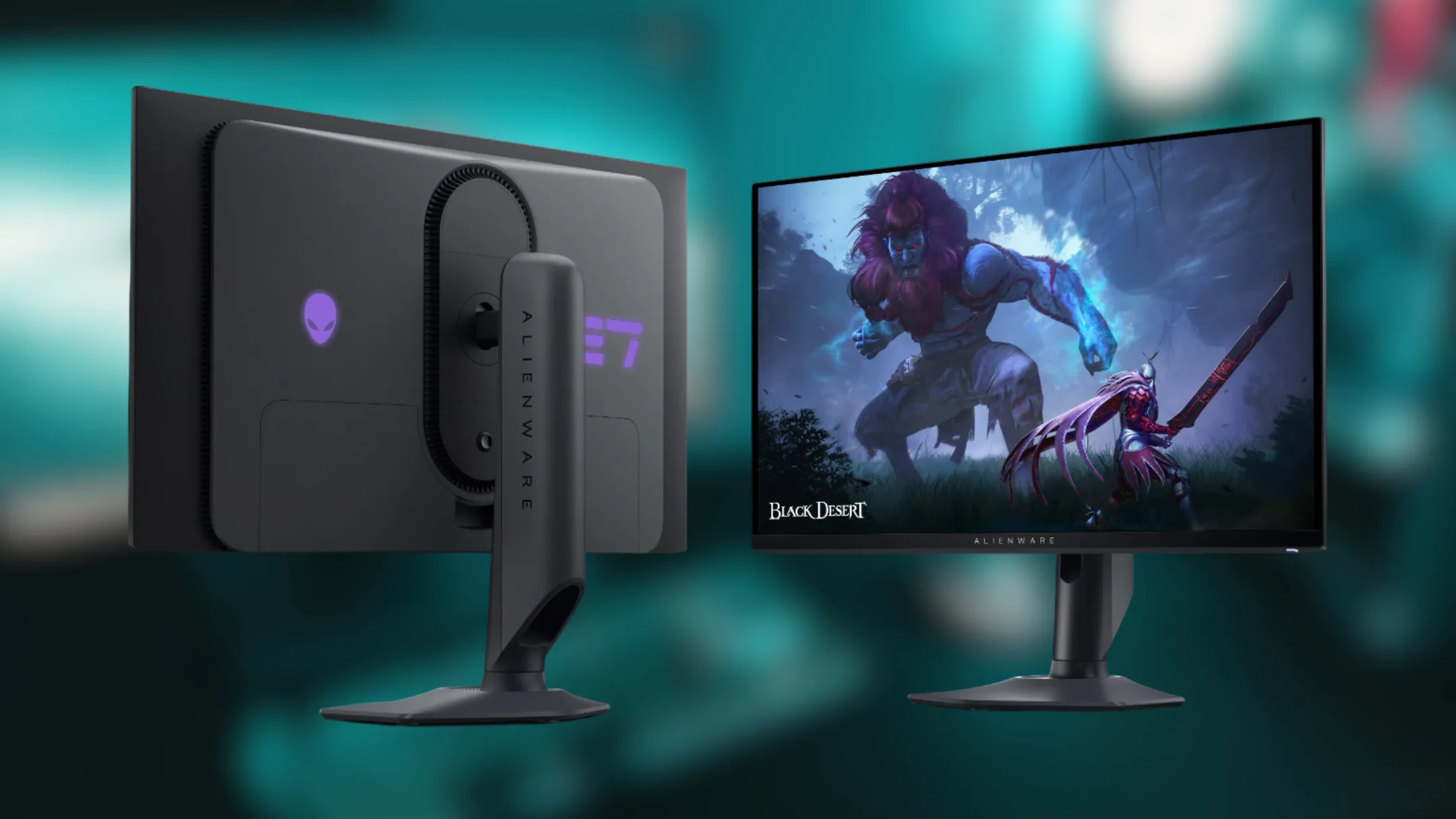 Thiết kế màn hình Alienware AW2725DF với chân đế điều chỉnh linh hoạt và đèn RGB phía sau