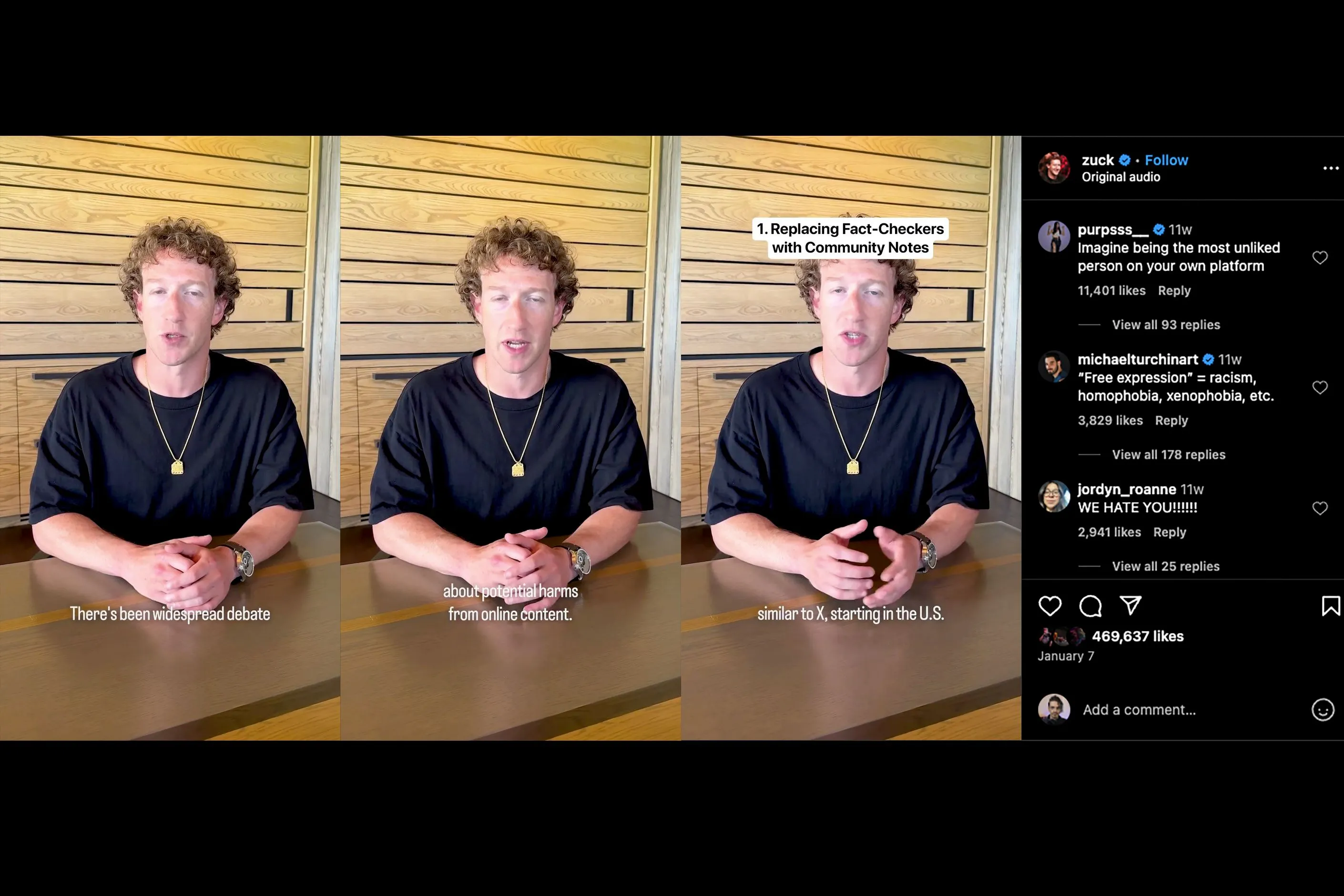 Thông báo của Mark Zuckerberg về việc ngừng kiểm tra tin tức giả mạo trên Instagram và phản ứng tiêu cực của người dùng