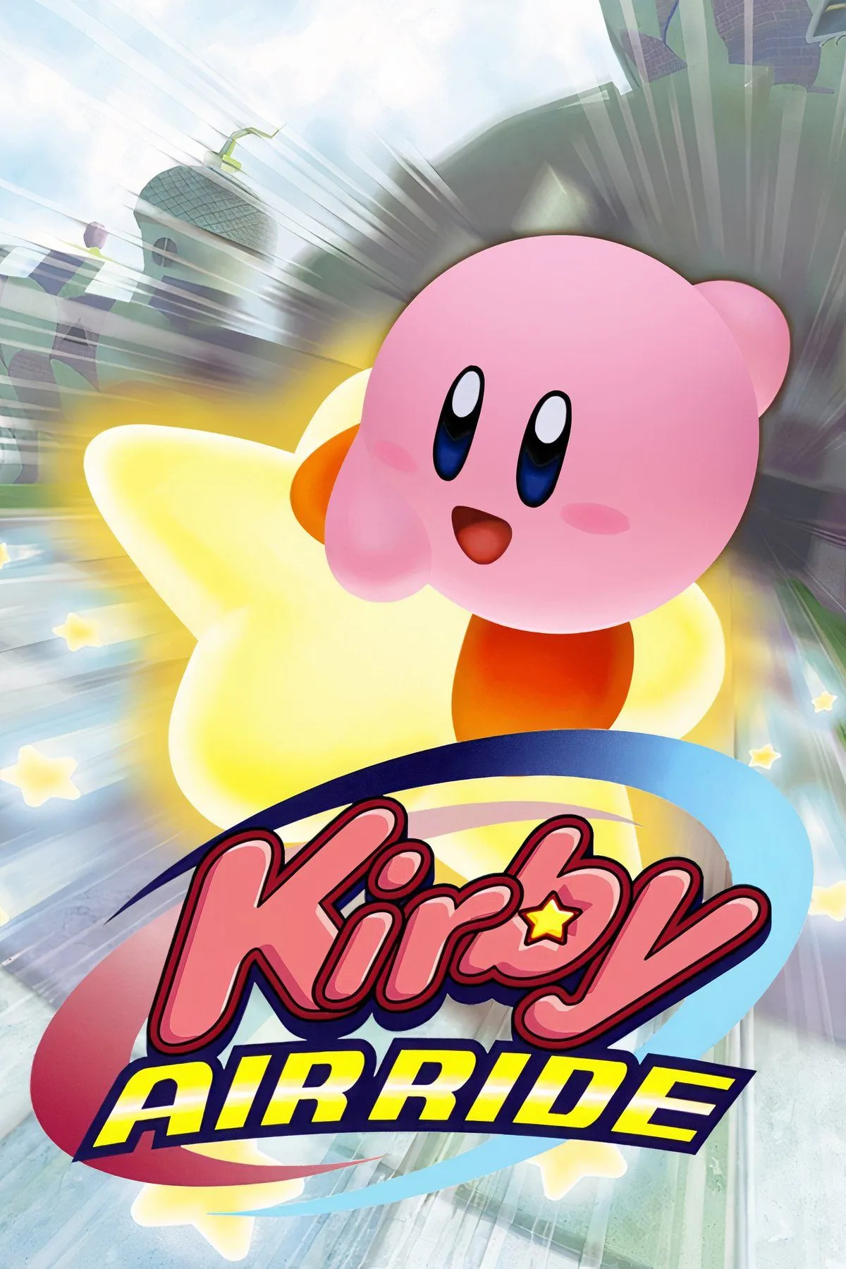 Tổng hợp hình ảnh Kirby Air Ride, bao gồm Kirby và các phương tiện bay, gợi nhớ không khí vui nhộn của game.