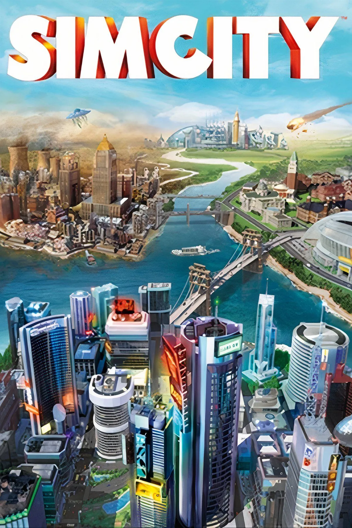 Tổng quan thành phố trong SimCity 2013, minh họa đồ họa game
