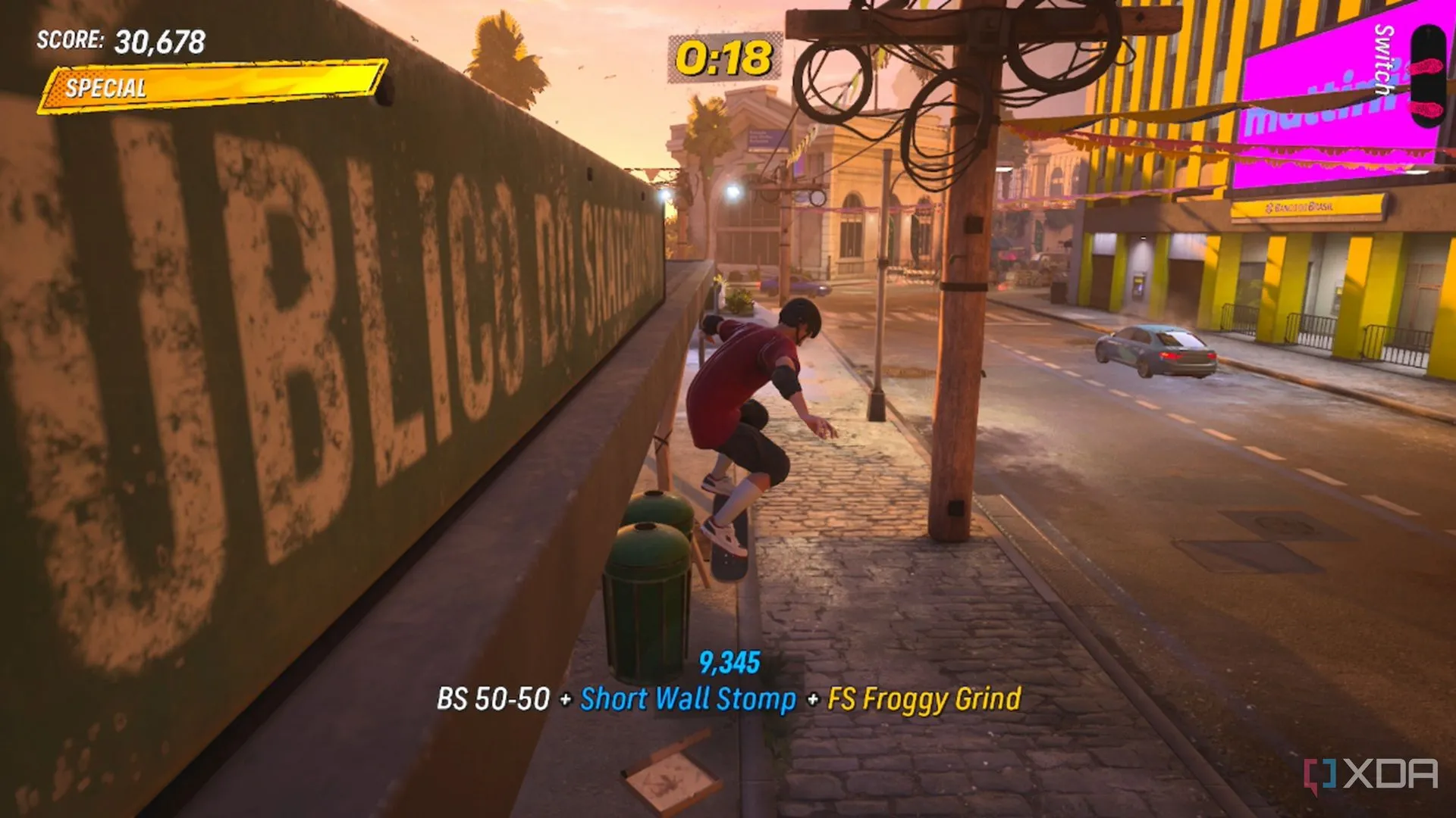 Tony Hawk đang thực hiện chuỗi combo ấn tượng trên ván trượt trong Tony Hawk's Pro Skater 3+4