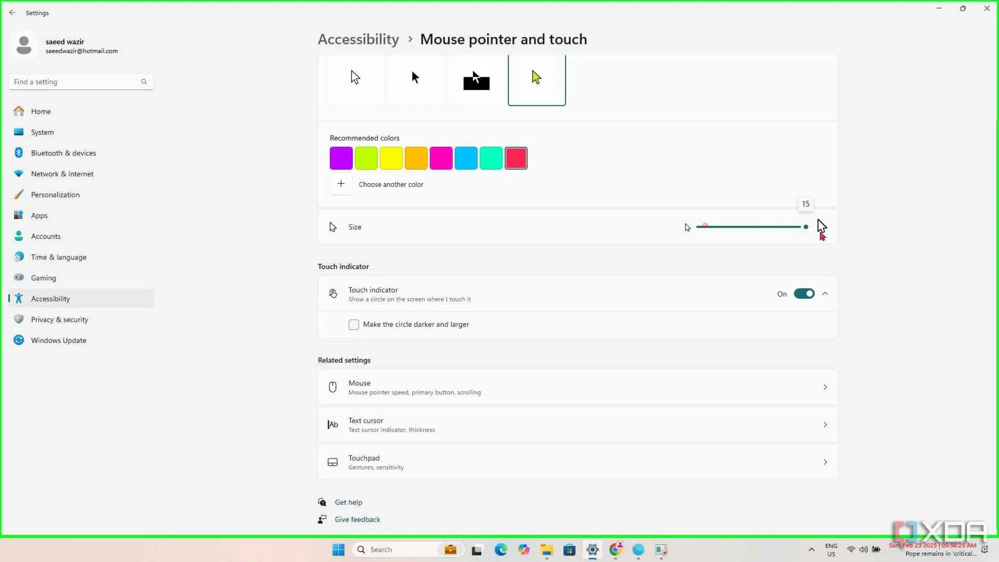 Tùy chỉnh kích thước con trỏ chuột trên Windows 11 dễ dàng trong phần cài đặt Trợ năng