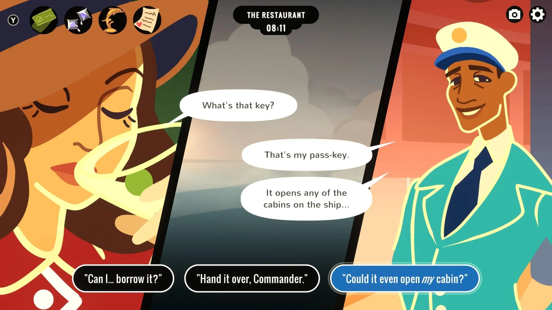 Veronica nói chuyện với Anders trong game Overboard