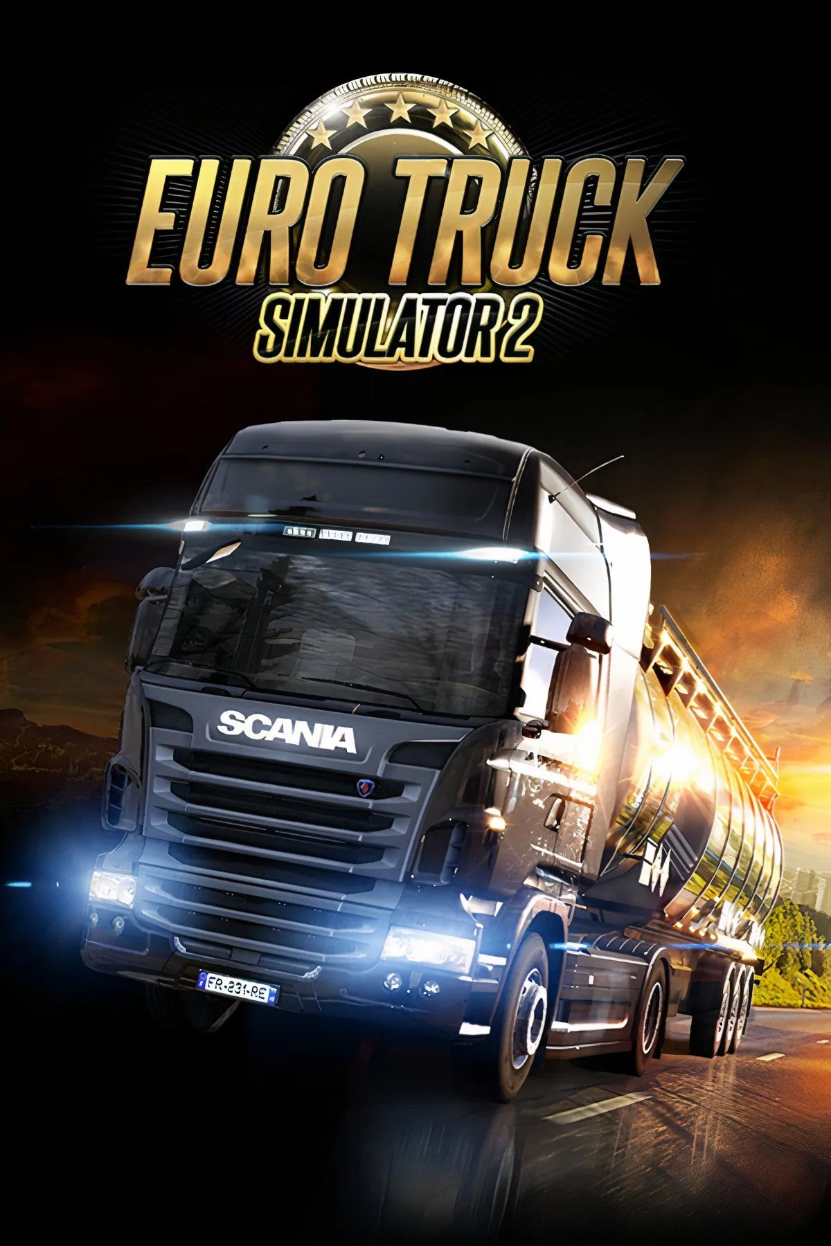 Xe tải lớn Euro Truck Simulator 2 chạy trên đường cao tốc dưới trời mưa